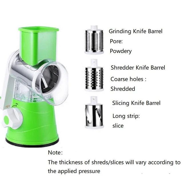 Manual Vegetable Cutter Slicer Round ,Grater,3 in1 Slicer,kadokash, Table top Drum grater Chopper Blades Multifunctional Kitchen Gadgets Cutting Machine.