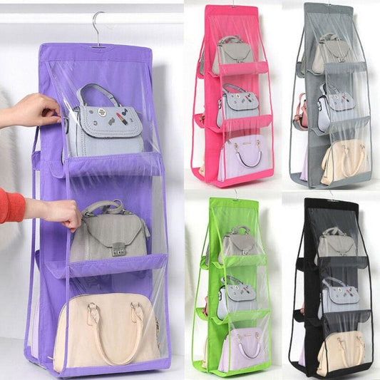 6 Pocket Double Sided Hand Bag / Purse Organizer