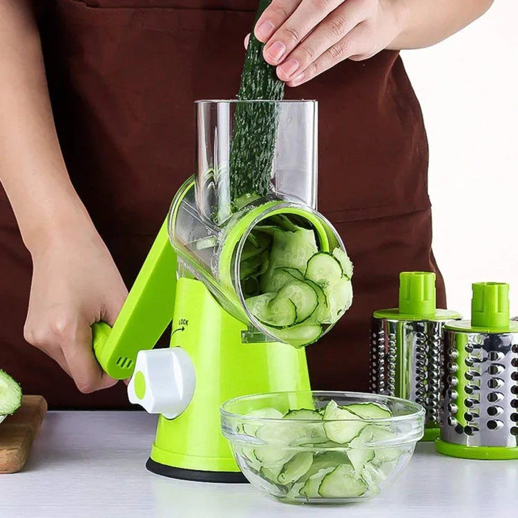 Manual Vegetable Cutter Slicer Round ,Grater,3 in1 Slicer,kadokash, Table top Drum grater Chopper Blades Multifunctional Kitchen Gadgets Cutting Machine.