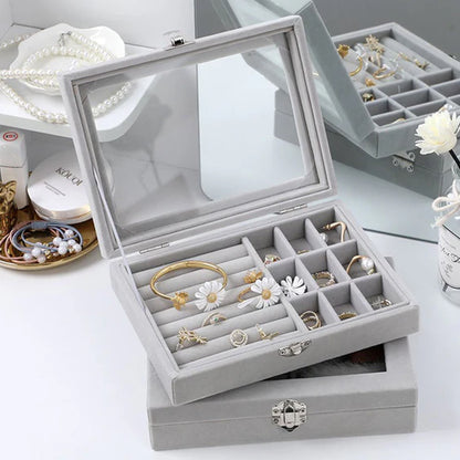 Portable Velvet Jewelry Box | Elegant Ring Display Organizer