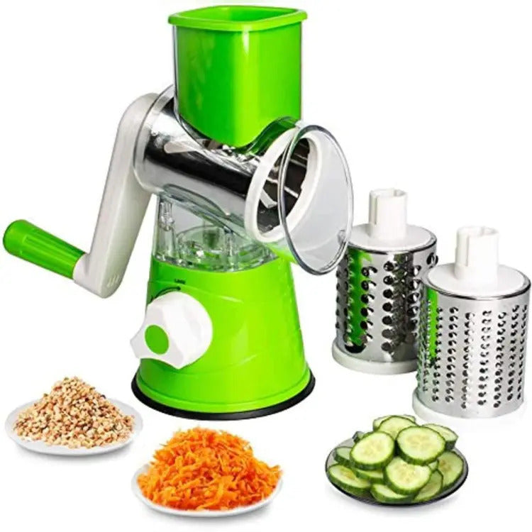 Manual Vegetable Cutter Slicer Round ,Grater,3 in1 Slicer,kadokash, Table top Drum grater Chopper Blades Multifunctional Kitchen Gadgets Cutting Machine.